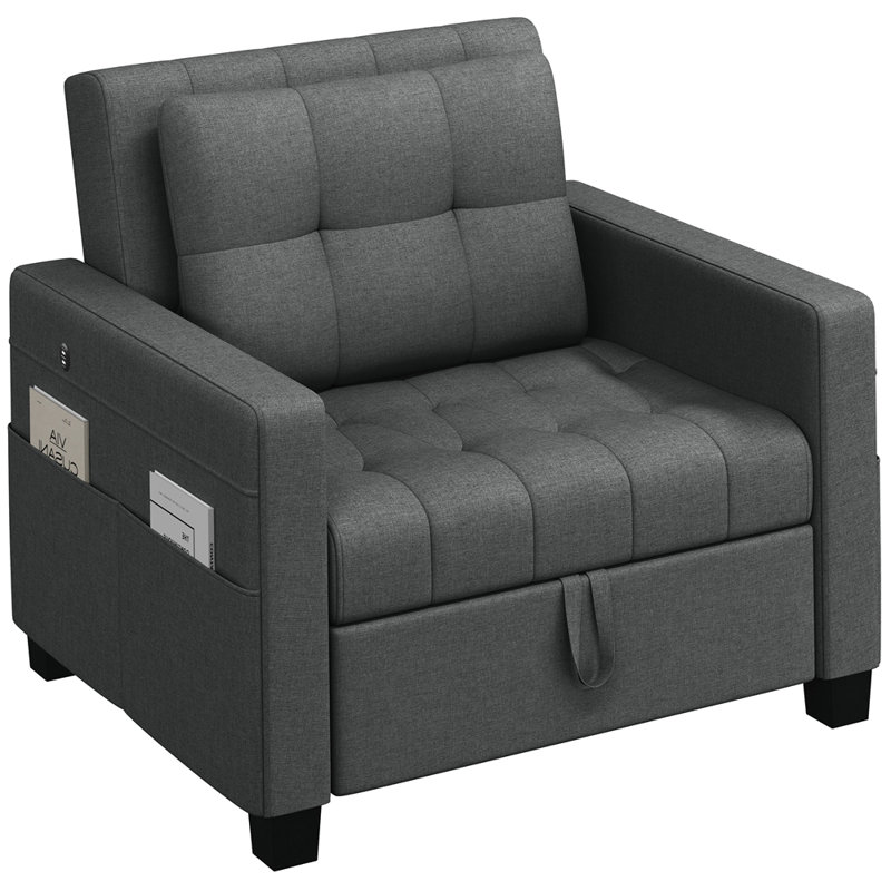 3-in-1 Convertible Sleeper Chair Bed with 2 USB Ports
