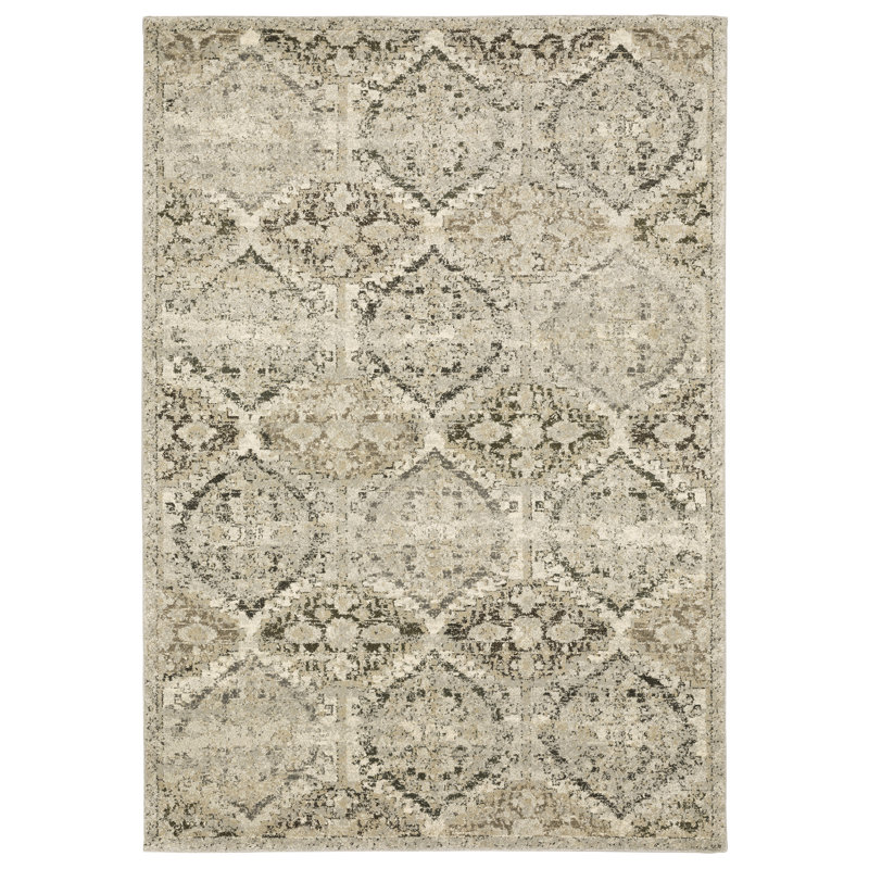 Tapis beige tissé à la machine Caryll, Rectangle 7 pi 10 po x 10 pi 10 po