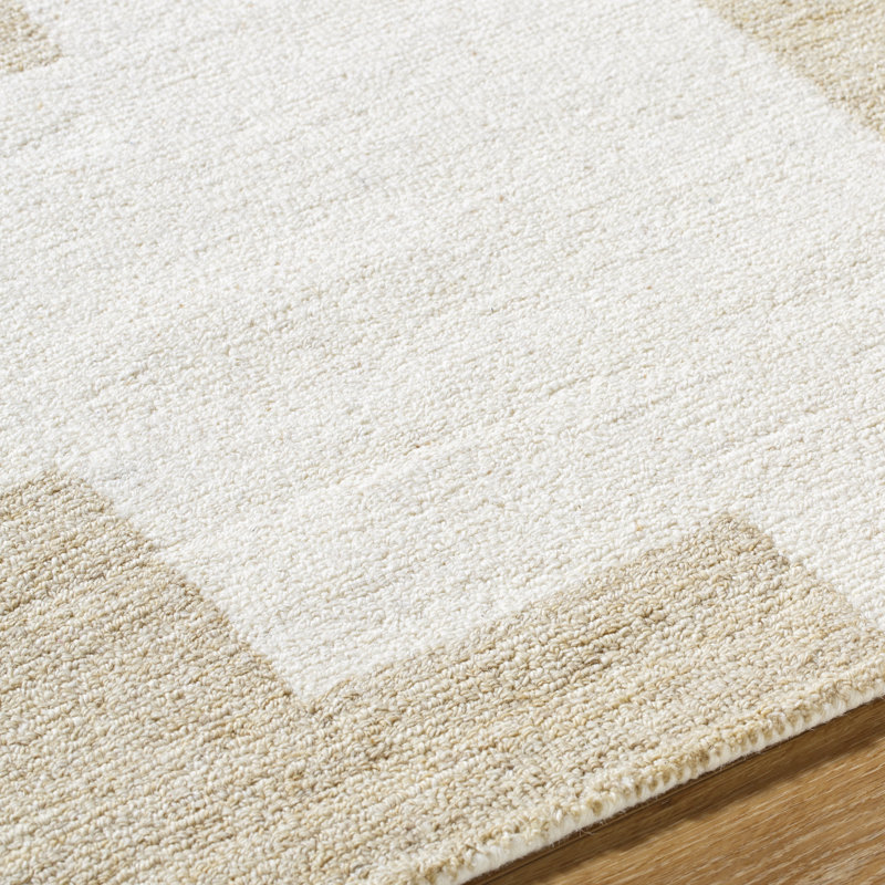 Rectangle Kardelen Wool Area Rug with Non-Slip Backing, Rectangle 5'7" x 6'