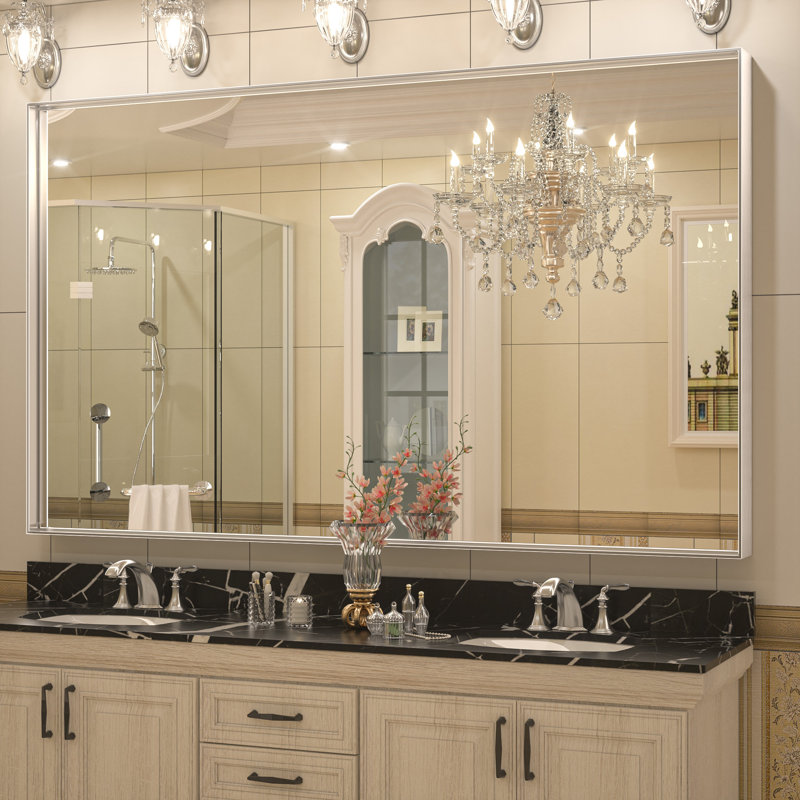Stemn Framed Bathroom Vanity Mirror Accent Mirror, Silver, 60" x 36"