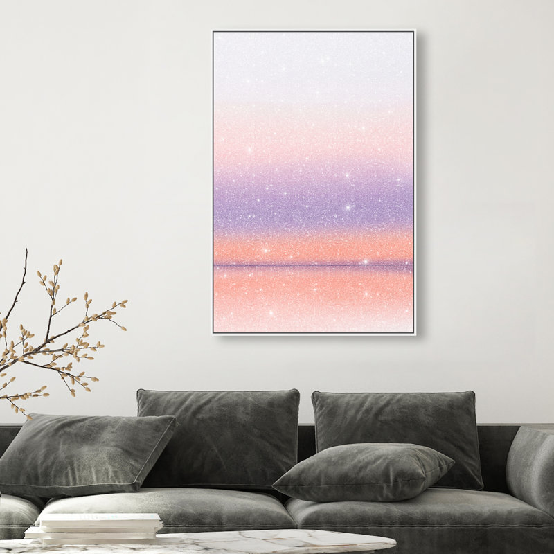 Peach Coastline Print by Oliver Gal, 37"H x 25"W, White Floater Frame