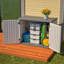Résistance aux intempéries avec remise horizontale, grande armoire de rangement extérieure verrouillable, unité de rangement en plastique PEHD épais pour les cours, le patio et le jardin (28 pieds cubes / ivoire)