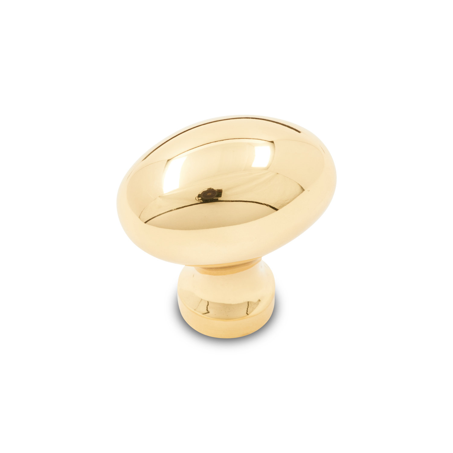 Plain Oval Football Knob CK Series, Polished Brass
