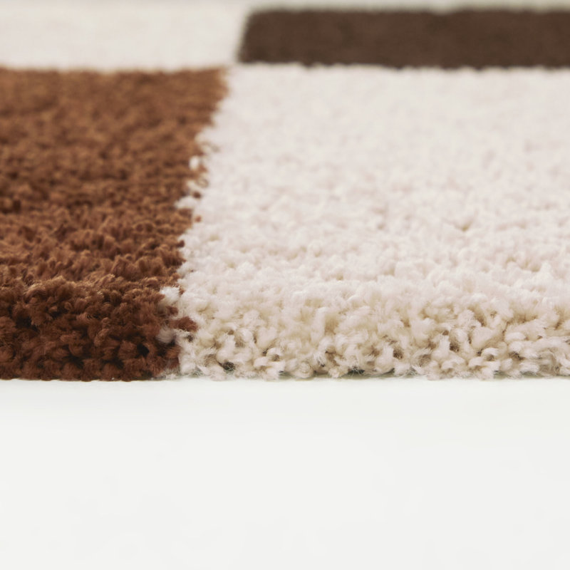 Daniel Brown/Rust Modern Color Block Area Rug, Rectangle 5'3" x 7'