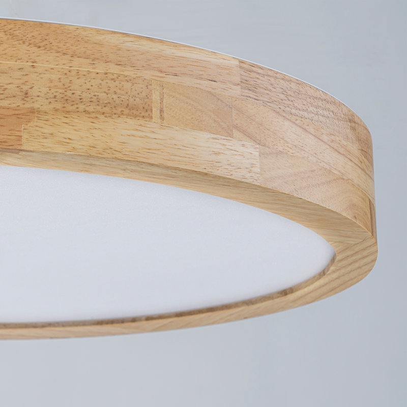 Natural Wood 5CCT LED Flush Mount 