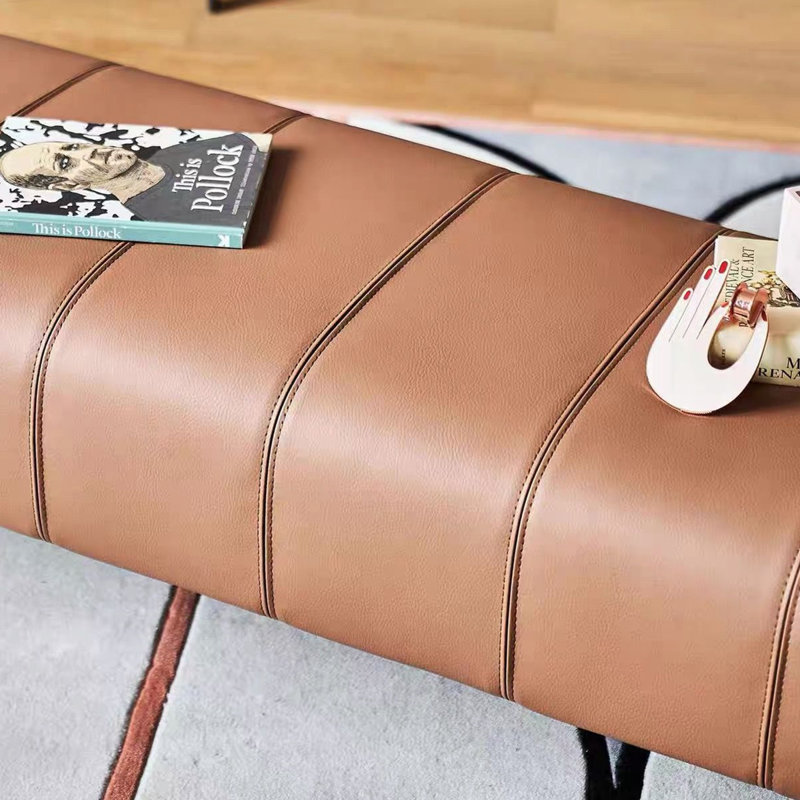 Banc rembourré en cuir Ethian, H 16,53 po x l 55,11 po x P 17,71 po