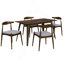 Ensemble de salle à manger 5 pièces 1 table 4 chaises, structure en bois d'hévéa, plateau en faux bois, rétro - élégant pour la cuisine et la salle à manger familiale-1901805710