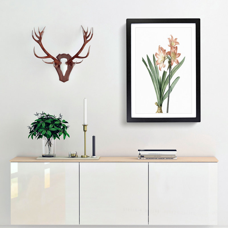 Amaryllis Flowers in Pink 1 Piece Single Picture Frame Painting, 33cm H x 24cm W x 2cm D, Black Framed