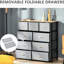 Commode de rangement avec rangement 9. Gardez vos accessoires organisés. Chêne et gris. Pliable. Sécuritaire. Matériau en lin. Profondeur intérieure de 10,5 po avec 9 tiroirs. Chambre à coucher, couloir, rangement pour garde-robe. Pliable