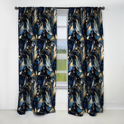 Midnight Mirage Moody Patterns II - Damask Curtain - Blackout Damask Curtain - 1 Panels