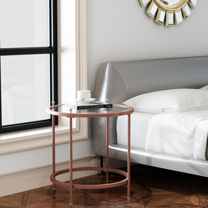Table basse circulaire de table en verre trempé avec rangement de luxe, simple et moderne, H 22 po x L 21,6 po x l 21,6 po