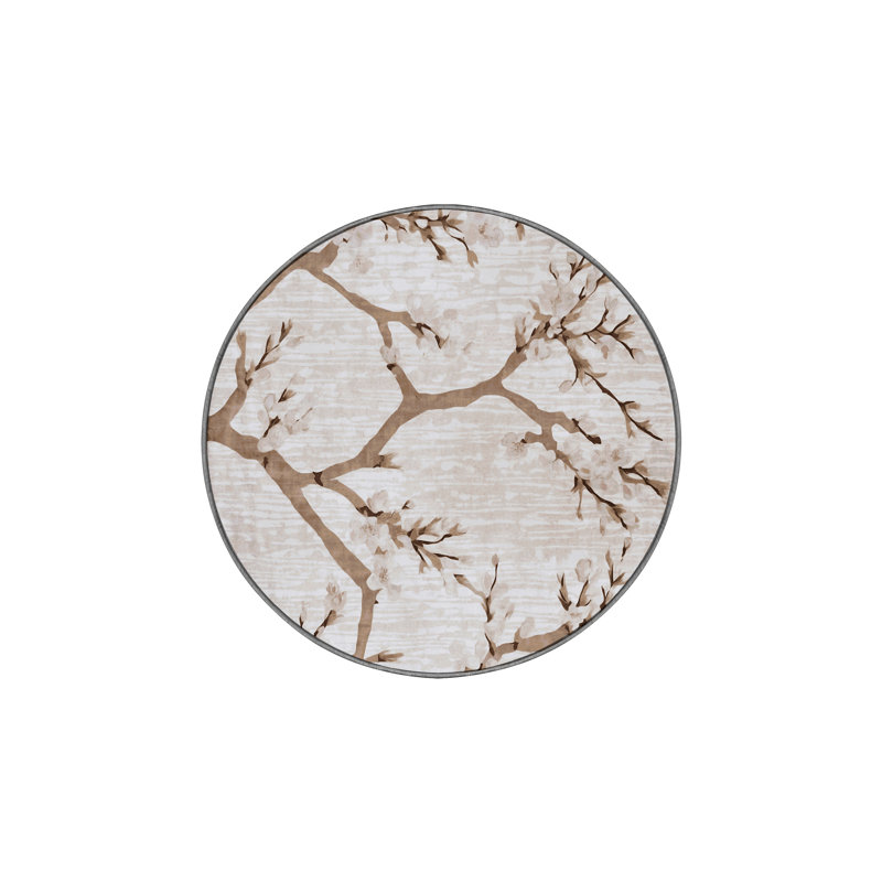 Machine Washable Gray Area Rug, Round 5'
