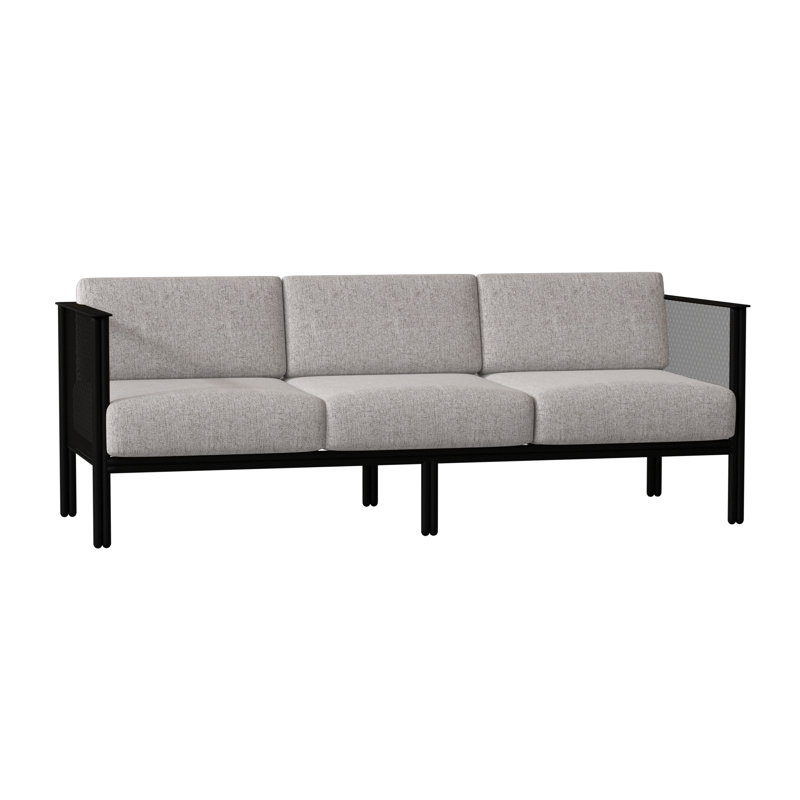 Jax Outdoor 3 - Seat Patio Sofa, Textured Black, Impact Vapor Gray Sunbrella®