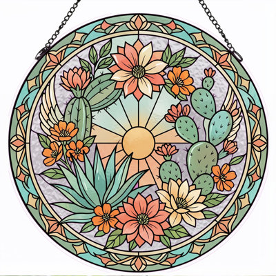 Stained Glass Stained Glass Window Panel，12"H