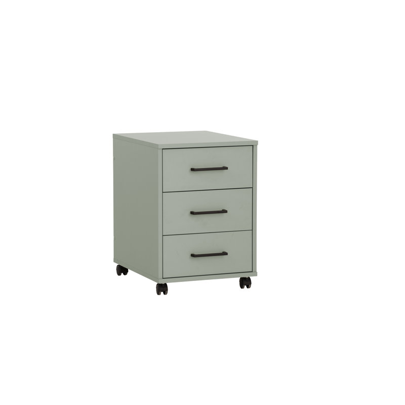 Nurein 40cm Wide 3 -Drawer Mobile File Cabinet, Green