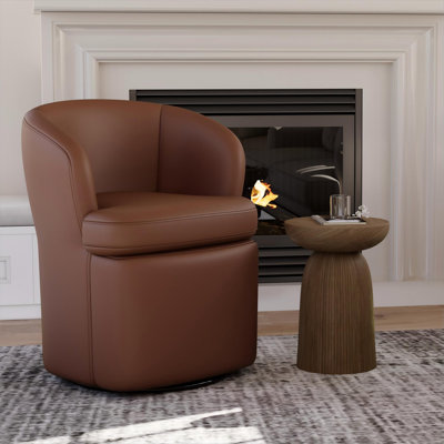 Faux Leather Swivel Accent Chair