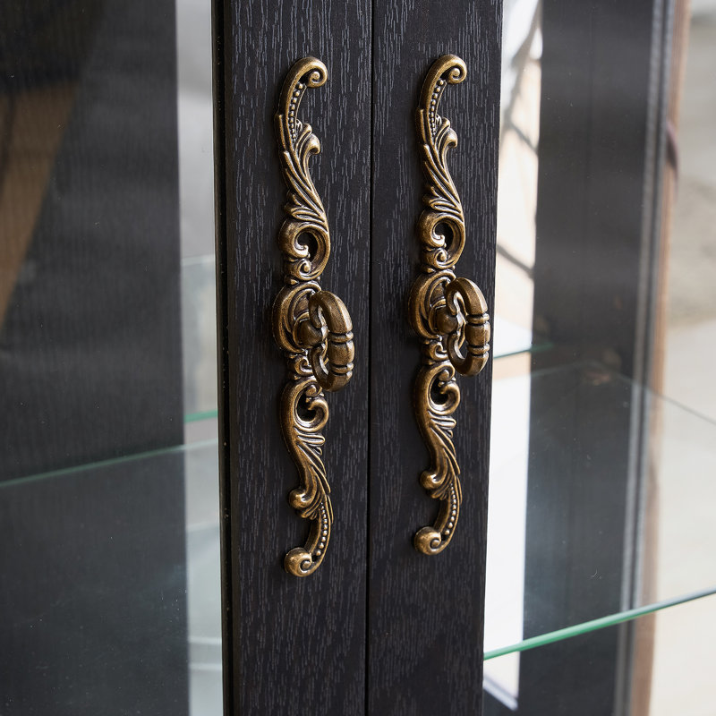 Vitrine avec portes en verre trempé, vitrine éclairée avec tablettes réglables pour la maison ou le bureau