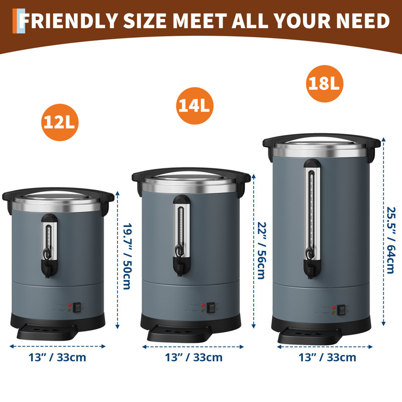Urne à café électrique en acier inoxydable 18L, distributeur de boissons à double paroi avec infusion rapide