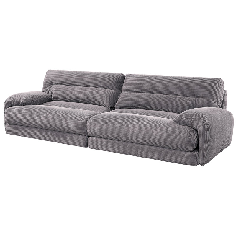Causeuse en velours côtelé gris L 98 po Miski