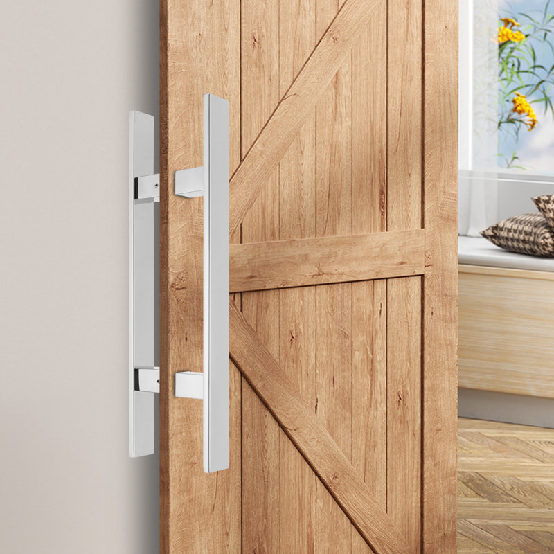 Poignée de porte à double face à tirer, poignée de porte en forme de H (1,57 (l)), 17.72", Chrome poli