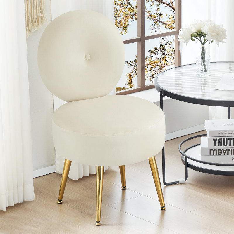 Chaise de coiffeuse avec tabouret d'appoint Noehly, Velours kaki