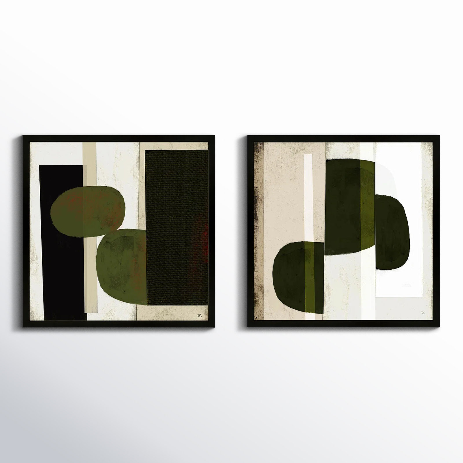 Collage 2-Piece Painting Set, 24" H x 48" W, Black