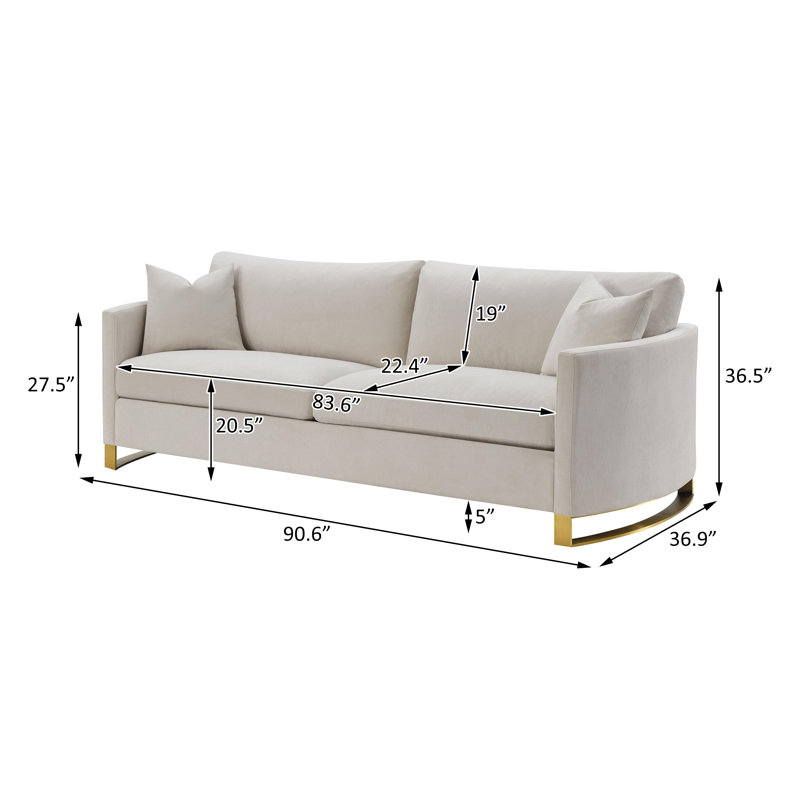 Ensemble de canapé rembourré 3 pièces à accoudoirs arqués beige