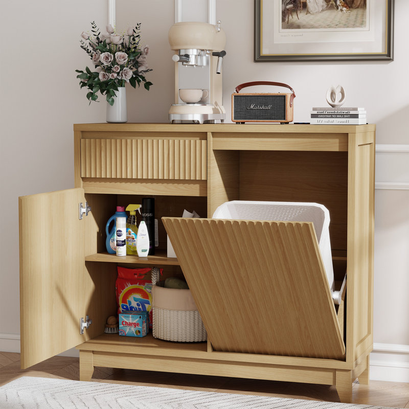 Armoire poubelle inclinable avec tiroirs 13 gallons, Brun orangé