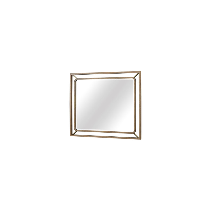 Jaywon Aurora Wood & Metal Rectangular Mirror, Latte