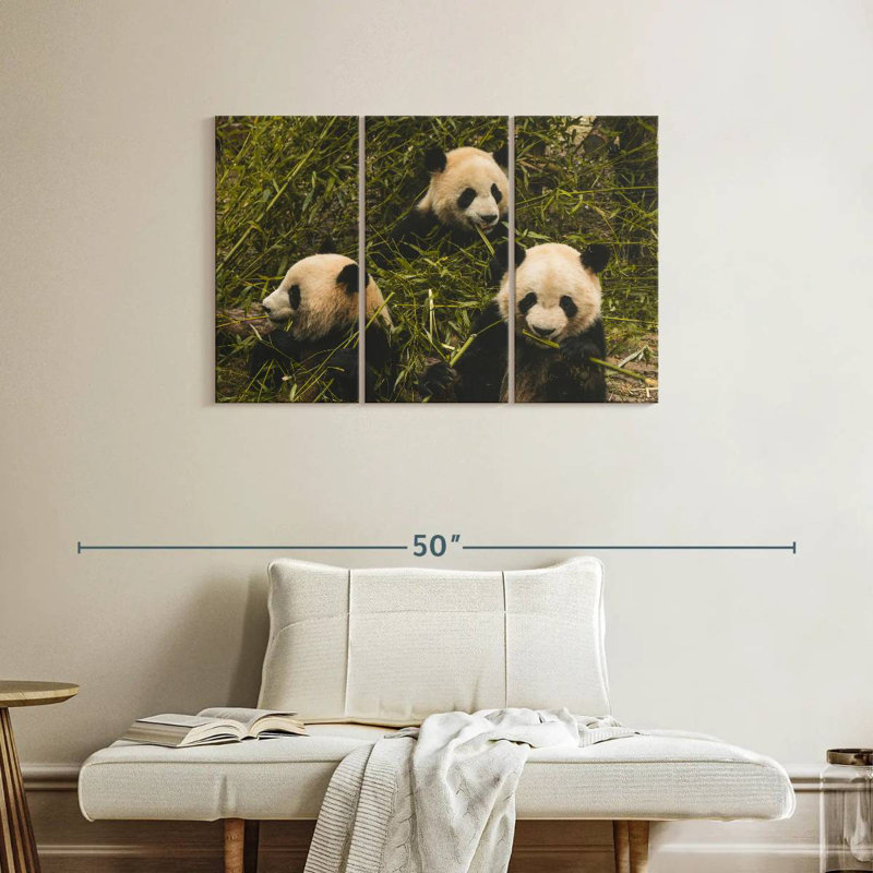 Three Hungry Pandas, 24" H x 38" W