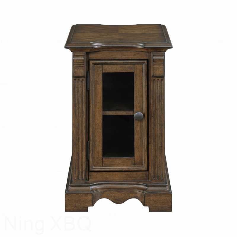 Table de chevet classique au fini brun classique 1Pc avec ports de charge intégrés et tablette réglable