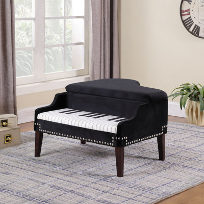 Repose-pieds de rangement de 21 pouces de long bleu marine avec têtes de clou et argent