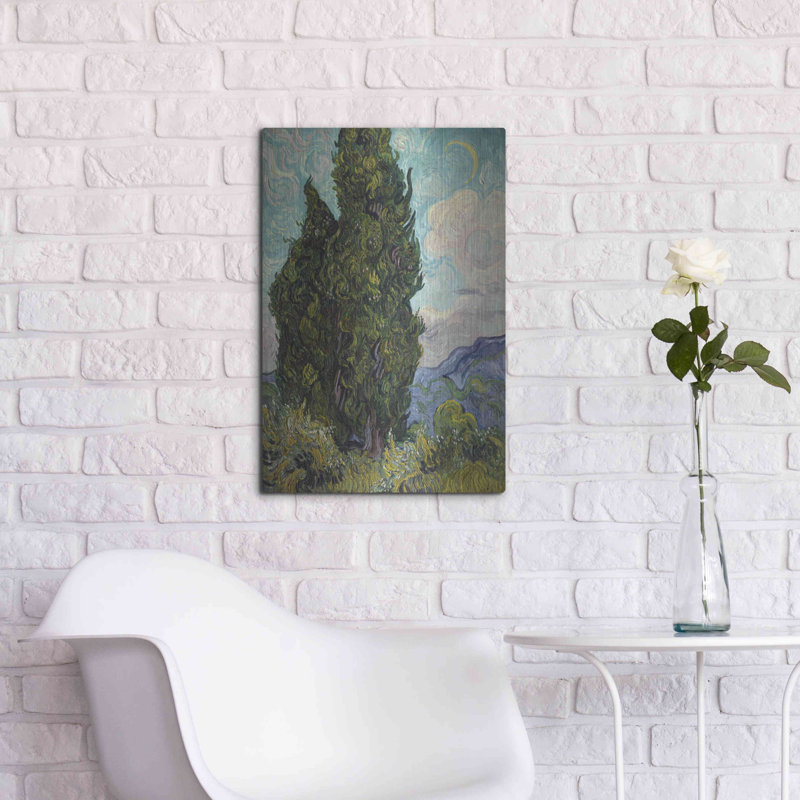 «Cypresses» par Vincent Van Gogh, art mural en métal, H 24 po x l 16 po