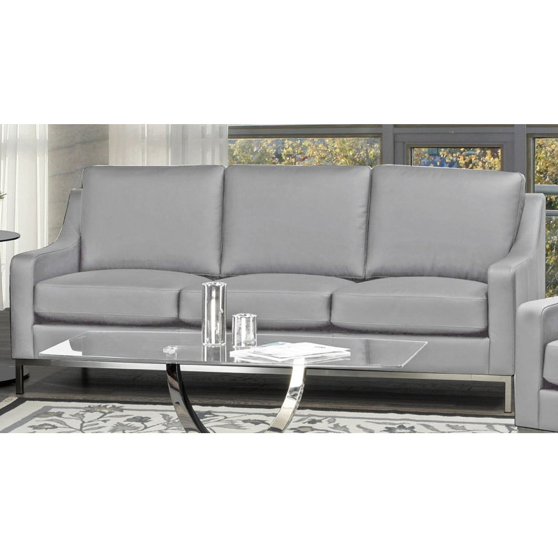Kase Upholstered 79'' Sofa, Slate Genuine Leather