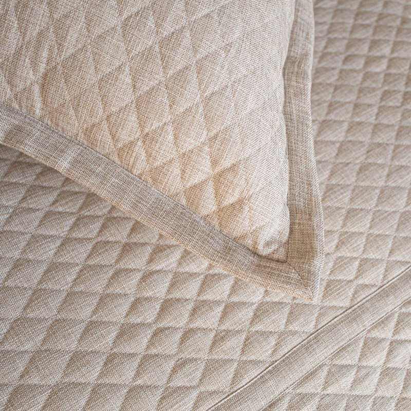 Faux Flax Coverlet Set , Pumice, King Coverlet + 3 Euro Shams