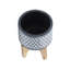 Pot à fleurs aztèque en céramique sur support en bois, gris-1181192054