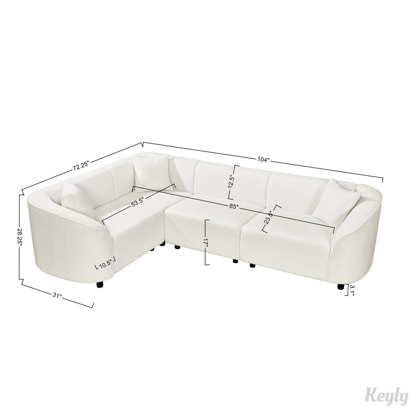 104" L-Shaped Sectional Sofa, Beige