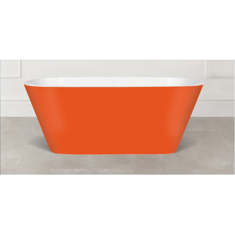 Painted Vetralla 58-3/4" X 29-2/8" Freestanding Soaking Bathtub In Volcanic Limestone With No Overflow Hole