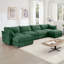 Canapé moderne en chenille 4 places avec accoudoirs en forme de croissant, 2 repose-pieds de rangement mobiles et tiroir coulissant sous chaque siège-822098849