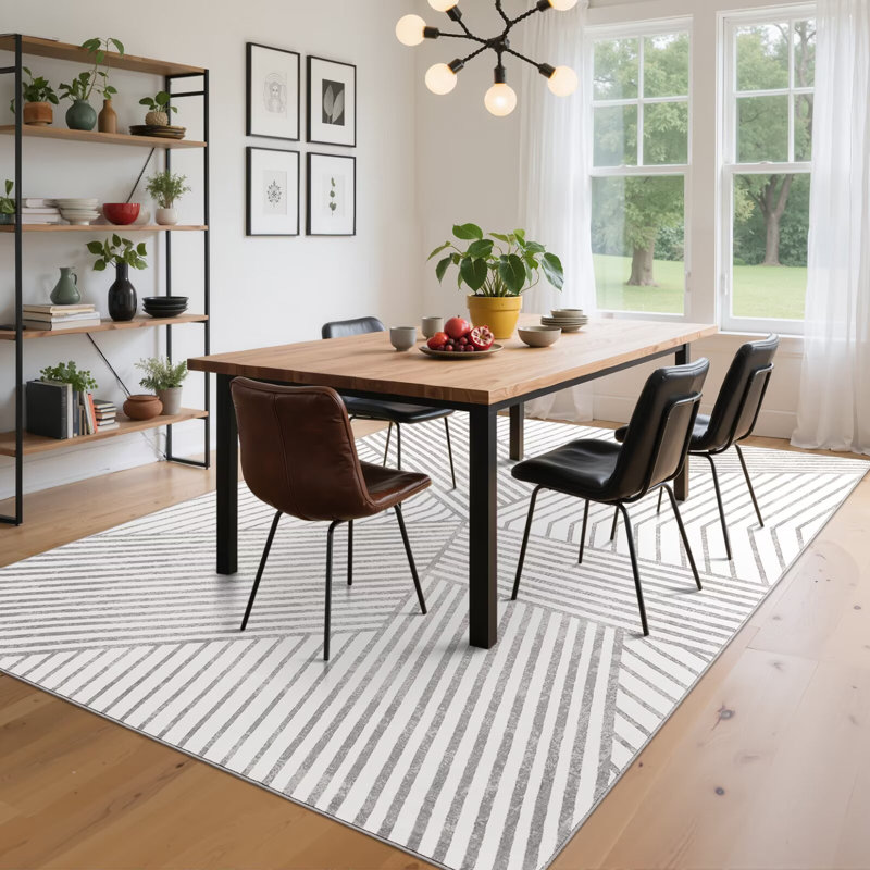 Très grand tapis rayé lavable à la machine antidérapant et antidérapant, Rectangle 5 pi x 7 pi