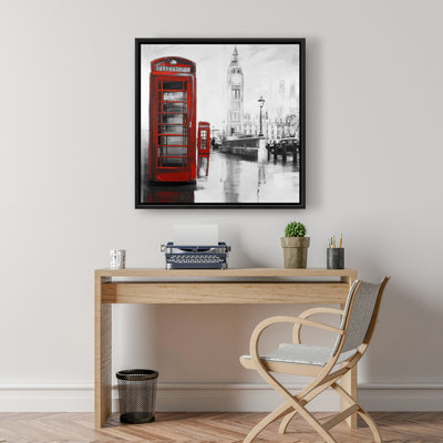 Red Phonebooth with Big Ben | Bedroom Red Framed Canvas Decor