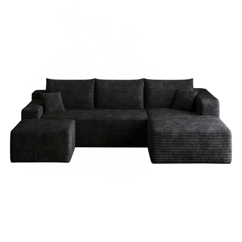 Canapé modulaire 95 "avec repose-pieds Cloud, Black