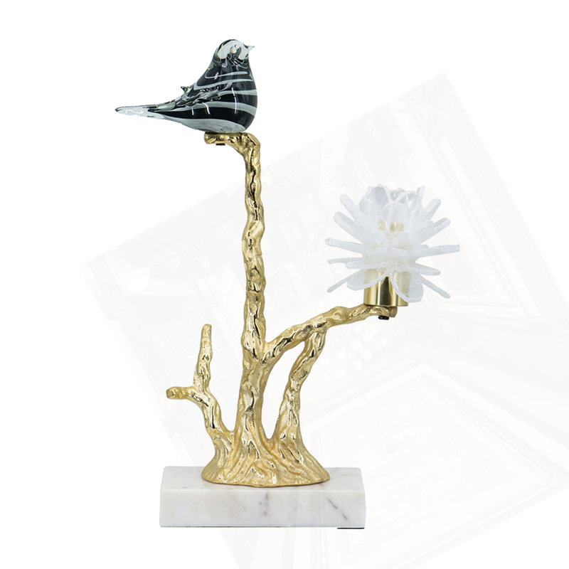 Aluminum Candle Holder With Marble Stand, 8X5x15", Black/White