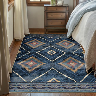Rectangle 90 cm x 150 cm Damask Area Rug