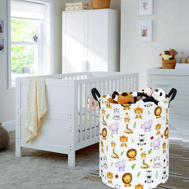 Round Tiger Animals Laundry Gift Basket Storage Hamper Clothes Storage Organizer Bins Shelf Basket With Handles For Room Decor