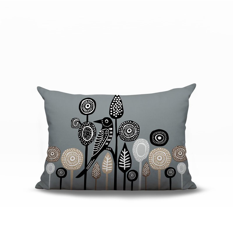 Oreiller rectangulaire réversible intérieur / extérieur pour oiseaux Olli10172025, Gris, Rectangle H 14 po x l 20 po