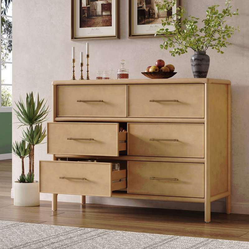 Stylish Storage Cabinet, For Living Room/Dining Room Entrance, Large Size With 6-Drawers, Natural