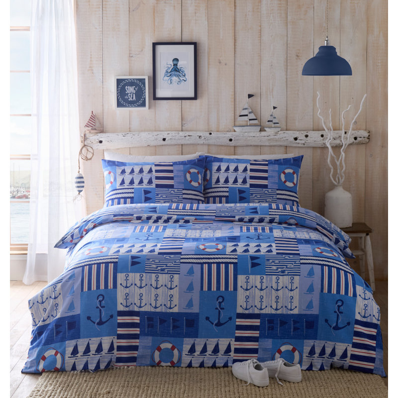 REGATTA Cotton Blend Geometric Shapes Duvet Cover Set with Pillowcases, Single Duvet Cover + 1 Standard Pillowcase