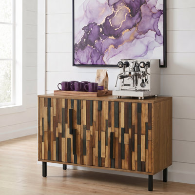 Buffet 47,24 po à 3 portes avec motif en bois droit
