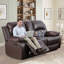 Causeuse inclinable à 2 places pour cinéma maison, canapé double inclinable manuel en similicuir brun foncé avec console de rangement et porte-gobelets